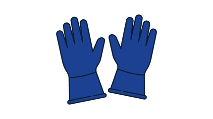Fototapeta premium Blue industrial protective work gloves vector icon illustration.