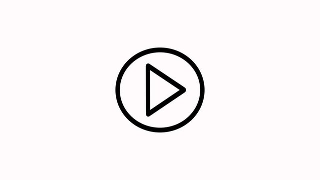 Minimalist white video play button icon