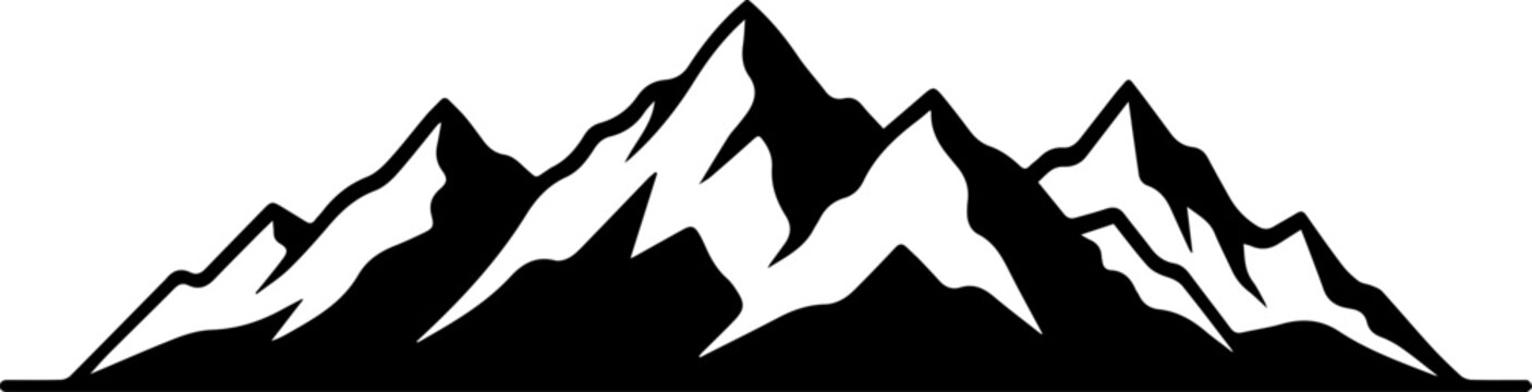 Mountain range silhouette, black mountain icons, vector mountains, landscape graphics