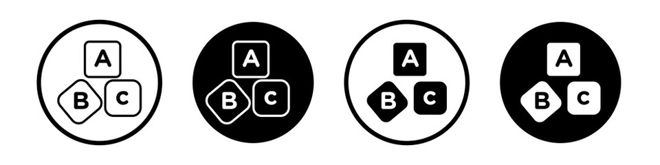 Abc icon collection in black and white filled and outlined style for web. © afsana