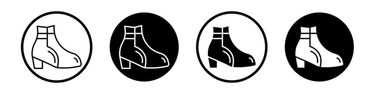 Ankle boots icon collection in black and white filled and outlined style for web.