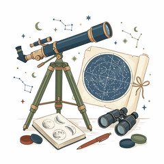 Telescope and astronomy equipment setup. © Supra