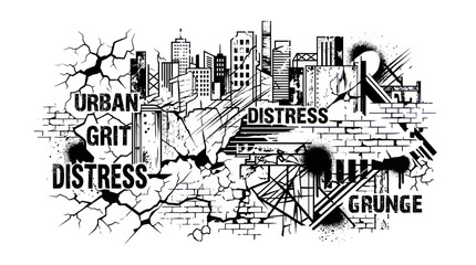 Fototapeta premium Urban Grit Distress Grunge Cityscape Illustration