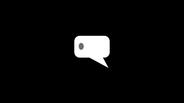 glowing chat bubble with typing dots message icon animation on black background