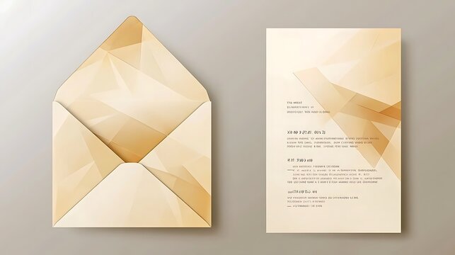 Beige invitation card and envelope design template