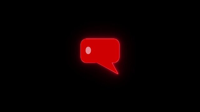 glowing chat bubble with typing dots message icon animation on black background