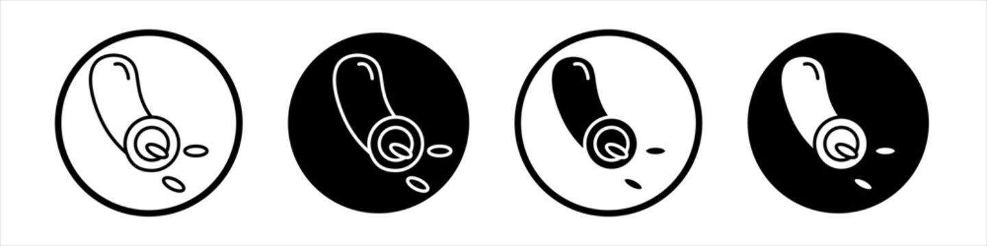 Blood vessel icon collection in black and white filled and outlined style for web.
