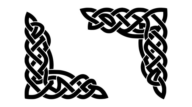 Celtic Knot Corner Borders with Interlaced Ornamental Pattern