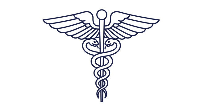 Medical caduceus symbol illustration isolated on white background for healthcare