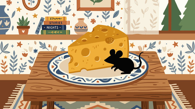 Comedic High fantasy Illustration Heroic Rat Persevering Food Mountain
