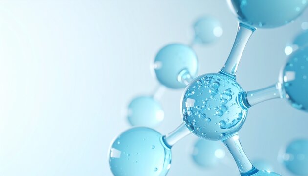 水のように澄んだ美容成分分子とラグジュアリーなスキンケア背景素材 ジェネレーティブAI