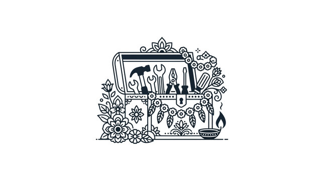 Diwali Celebration Tool Chest with Traditional Floral Decorations