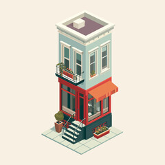 Obraz premium Cozy coffee shop isometric vector illustration