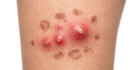 Fototapeta premium Recurring Furunculosis Skin Condition with Active Boils and Old Scars