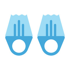 Pair of Blue Swimming Flippers for Snorkeling and Scuba Diving Water Recreation © AspectDesign