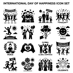 Obraz premium International Day of Happiness Icon Set