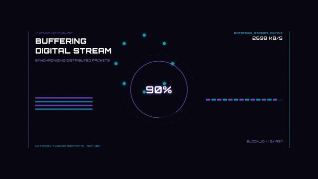 Digital stream buffering animation graphics.