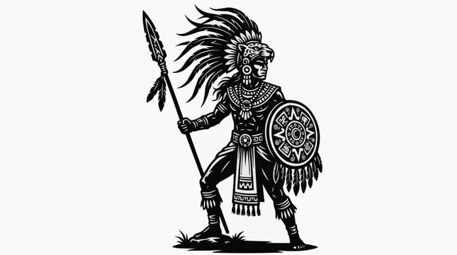 Aztec warrior headdress spear si&hellip;