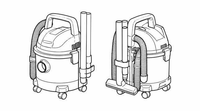 Industrial wet and dry vacuum cleaner illustration.