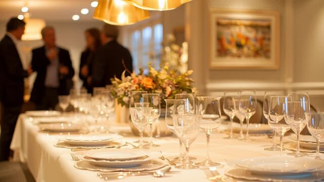 Elegant dining table setup in a sophisticated restaurant setting