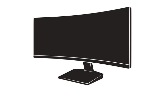 Curved widescreen monitor silhouette for gaming and workstations