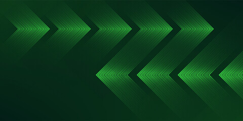 Abstract green background with glowing geometric lines. Modern gradient rounded square lines pattern. Futuristic concept. © abi