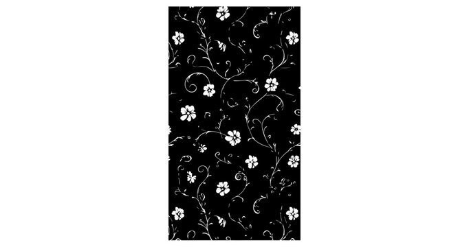  Monochrome dandelion and leaf branch pattern on black for modern decor
