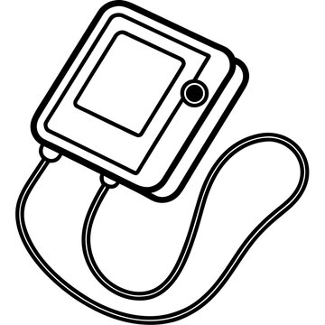 Vector illustration of a portable digital music player with a neck strap