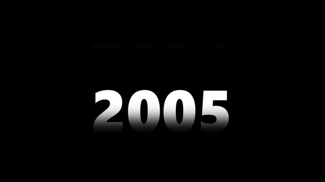 Dynamic year counter animation: retro style digital calendar scroll transition for historical timelines and documentary projects