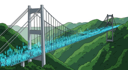 Digital Data Bridge Vector Illustration © serra