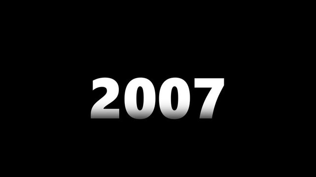 Digital year counter animation: rapidly scrolling calendar years for time travel, history, or retro documentary projects
