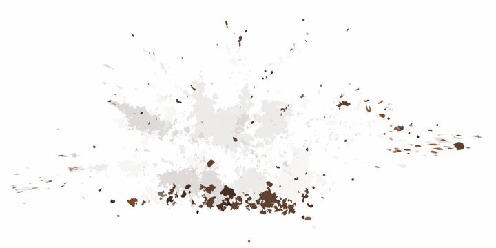 Brown dirt splatter with scattered particles isolated on a white background soil mud splash particle