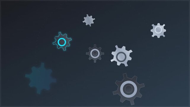 Industrial Steel Gray Mechanical Gear Rotation Vector