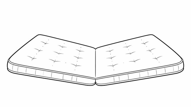 Folded white mattress with quilted pattern design.