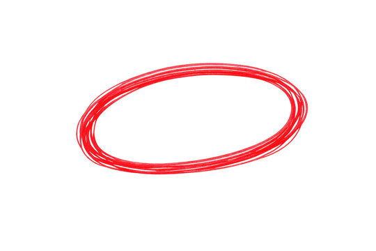 Handdrawn red scribble oval shape isolated on transparent background