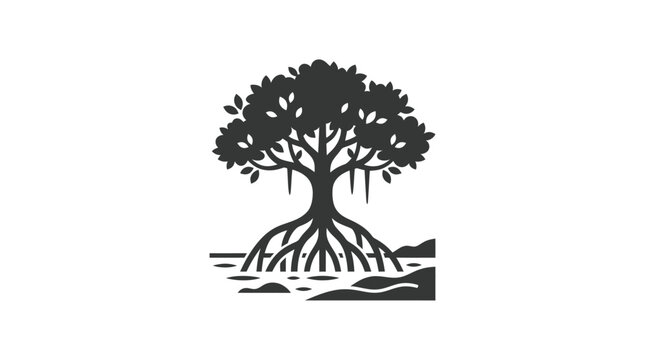 Tree with roots and leaves.