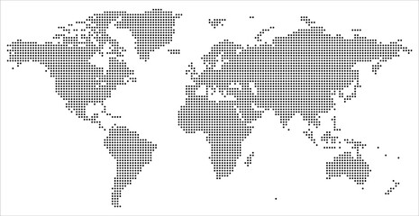 Fototapeta premium Black and White Dotted World Map Vector