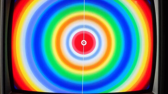 Vintage TV Test Pattern with Color Bars and Sustained Tone
