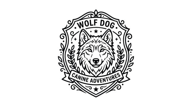 Wolf Dog Emblem Badge Logo Design