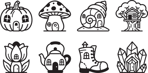 Whimsical fantasy houses and objects set © tarik