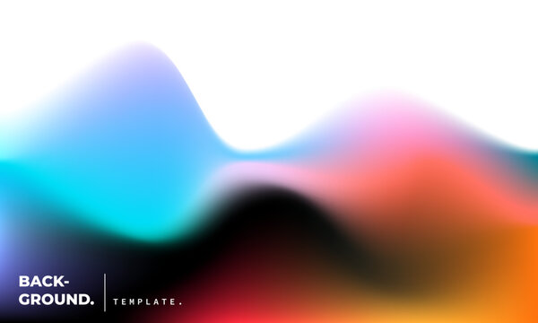 Wavy colorful gradient background template. Abstract and blurred color gradation graphic element.