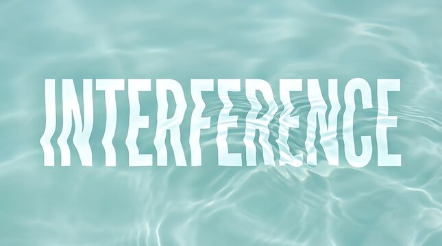 Interference text written in a bold font with a wavy water reflection effect overlay.