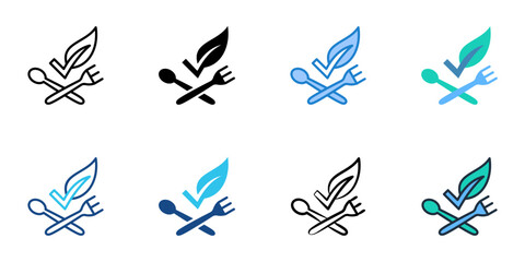 Fototapeta premium Vegan icons set multiple style collection. Editable stroke 