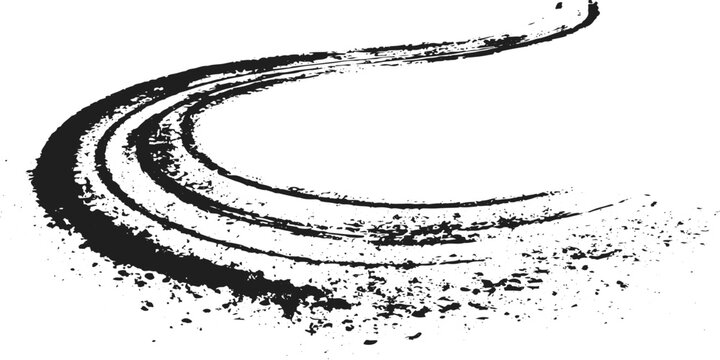 Abstract Grunge Road with Tire Tracks Featuring Rough Asphalt Texture, Dirt Marks, Scratches and Industrial Urban Surface Details.