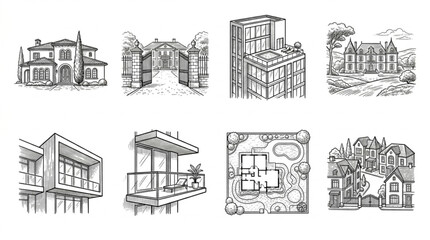 Obraz premium Detailed architectural building structures illustrated.