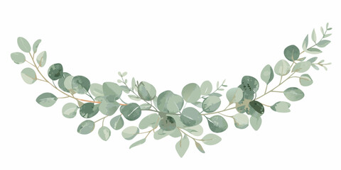 Eucalyptus branch watercolor illustration with muted green foliage © Titul