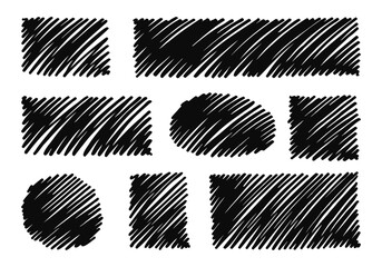 Naklejka premium Hand drawn rectangle and oval shapes with marker texture for highlight template.