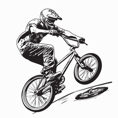 Naklejka premium Professional BMX Rider Performing Stunts Action Vector Illustration
