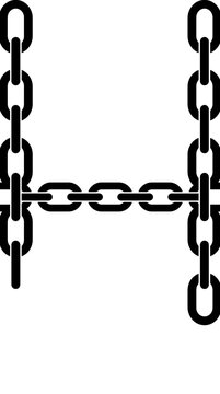 Black Metal Chain Links Forming Letter H, Isolated