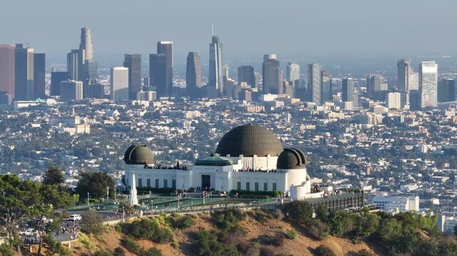 Aerial view of the cityscape taken by the Griffith Observatory in Los Angeles, California, USA